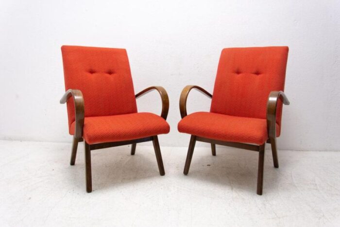 mid century armchairs attributed to jaroslav smidek 1970s set of 2 7567