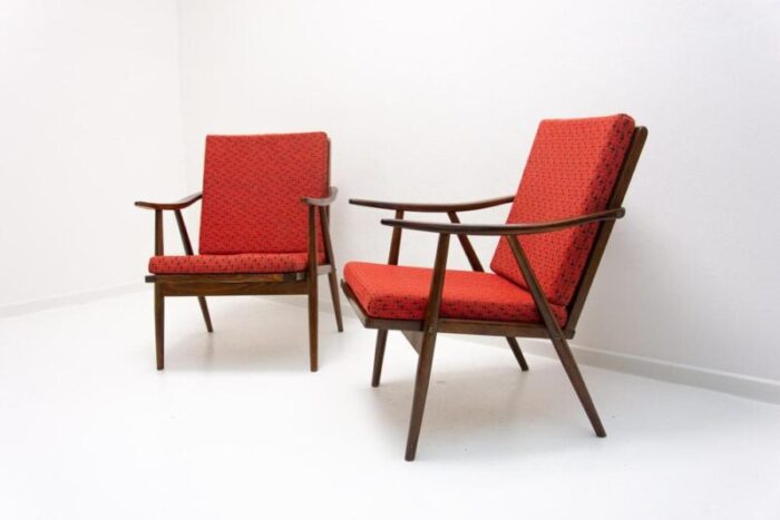 mid century armchairs attributed to jaroslav smidek for ton 1970s set of 2 3765