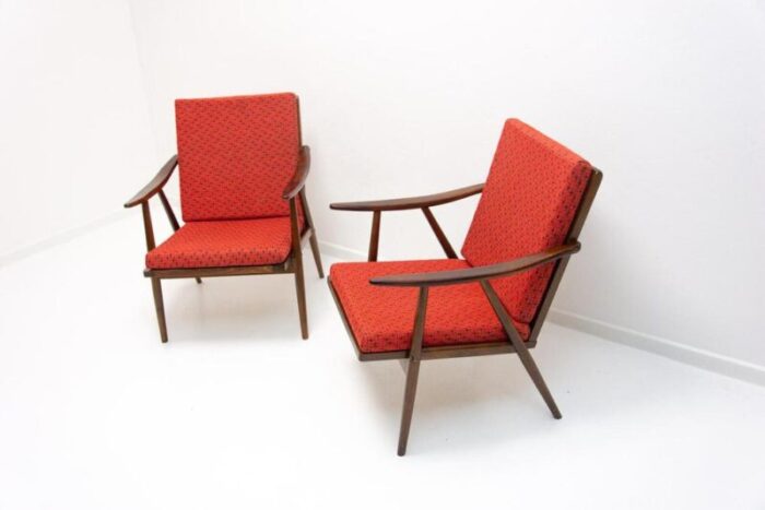 mid century armchairs attributed to jaroslav smidek for ton 1970s set of 2 4877