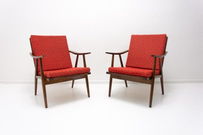 mid century armchairs attributed to jaroslav smidek for ton 1970s set of 2 5689