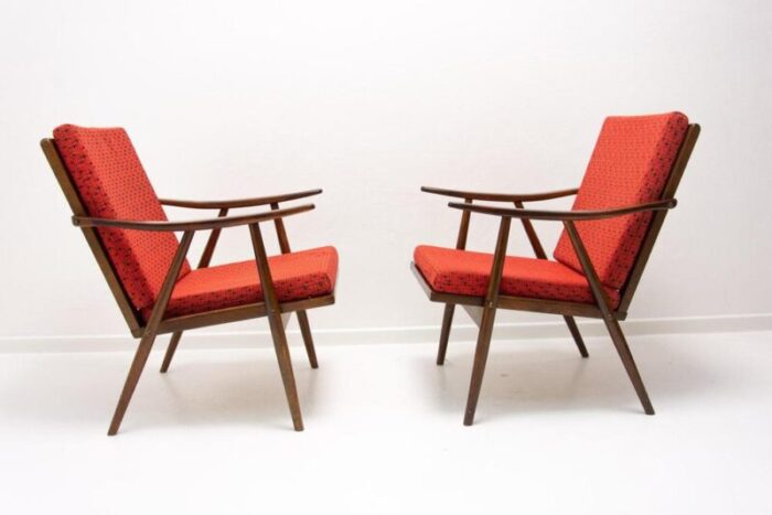 mid century armchairs attributed to jaroslav smidek for ton 1970s set of 2 6155