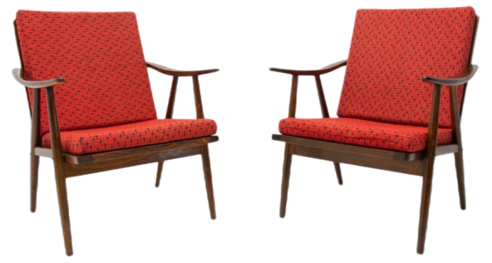 mid century armchairs attributed to jaroslav smidek for ton 1970s set of 2 7285