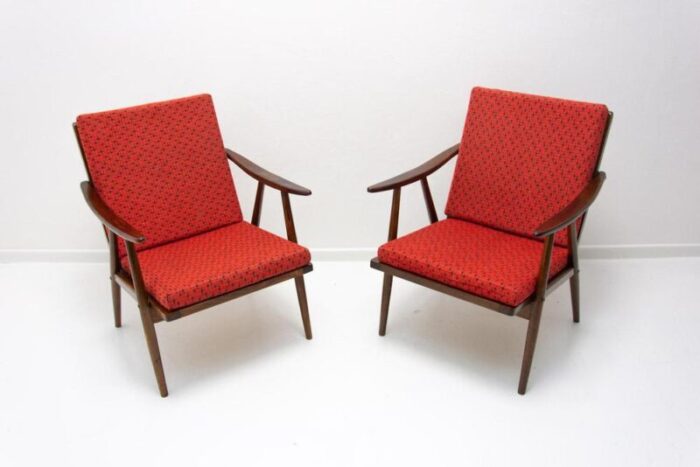 mid century armchairs attributed to jaroslav smidek for ton 1970s set of 2 7409