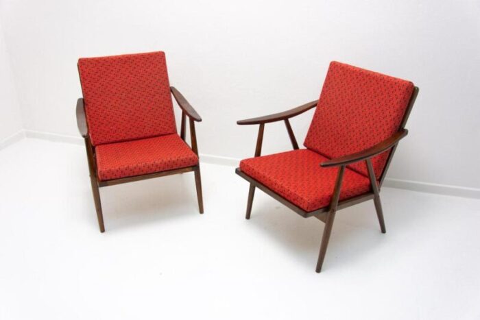 mid century armchairs attributed to jaroslav smidek for ton 1970s set of 2 9503