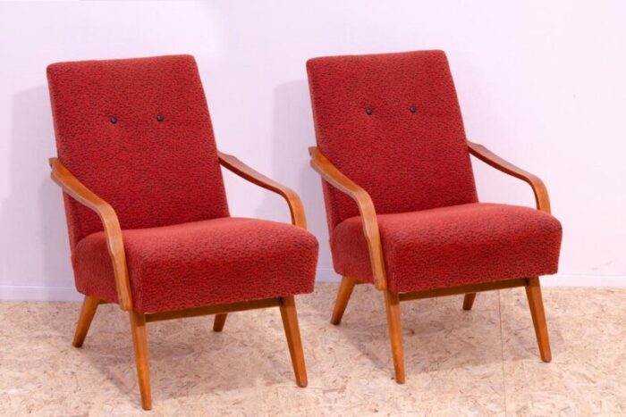 mid century armchairs by jaroslav smidek for cesky nabytek 1960s set of 2 0667