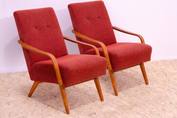 mid century armchairs by jaroslav smidek for cesky nabytek 1960s set of 2 0875