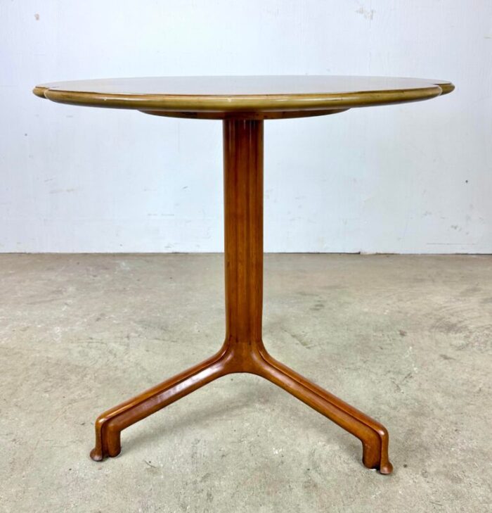 mid century art nouveau walnut three leg accent table by wm a berkey john widdicomb 2100