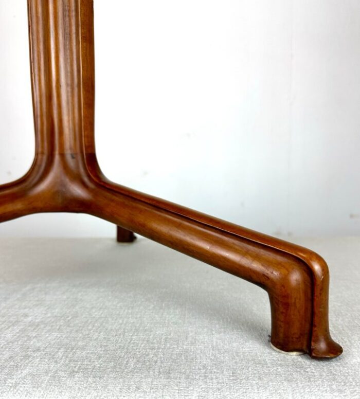 mid century art nouveau walnut three leg accent table by wm a berkey john widdicomb 4475