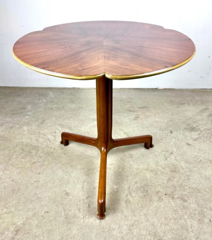 mid century art nouveau walnut three leg accent table by wm a berkey john widdicomb 7369