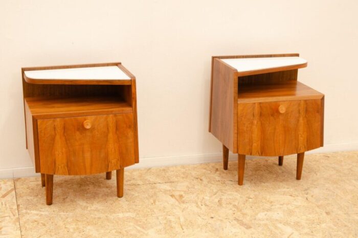 mid century bedside tables former czechoslovakia 1960s set of 2 5311