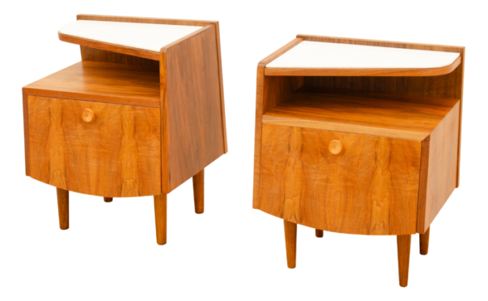 mid century bedside tables former czechoslovakia 1960s set of 2 7533