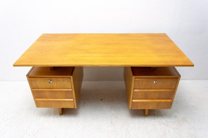 mid century beechwood writing desk former czechoslovakia 1970s 1143