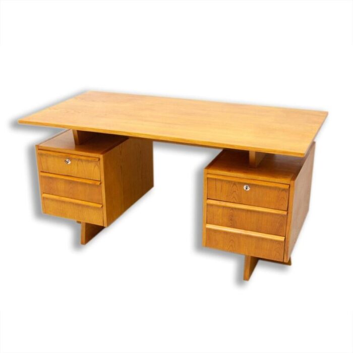 mid century beechwood writing desk former czechoslovakia 1970s 5900