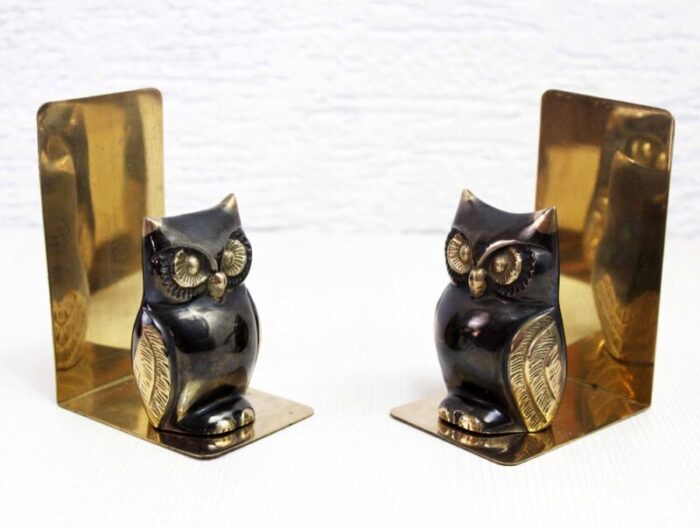 mid century brass owl bookends set of 2 1