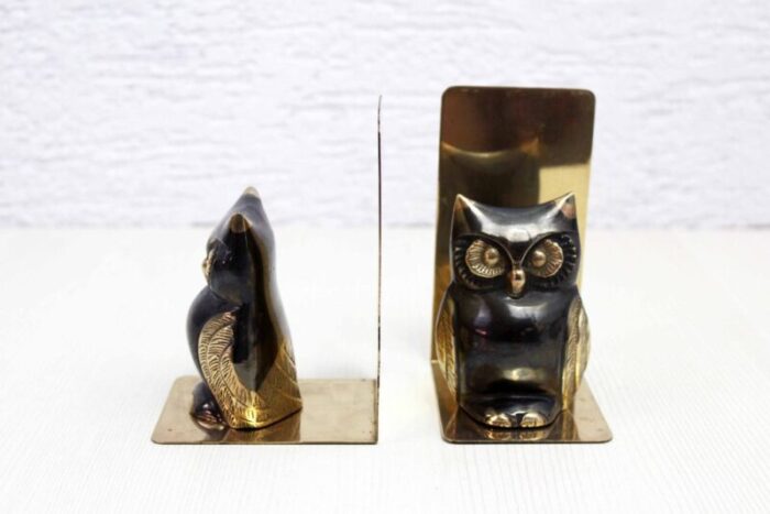 mid century brass owl bookends set of 2 7