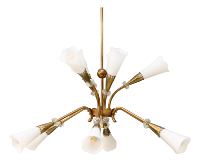 mid century chandelier in opaline glass 1960s 1467