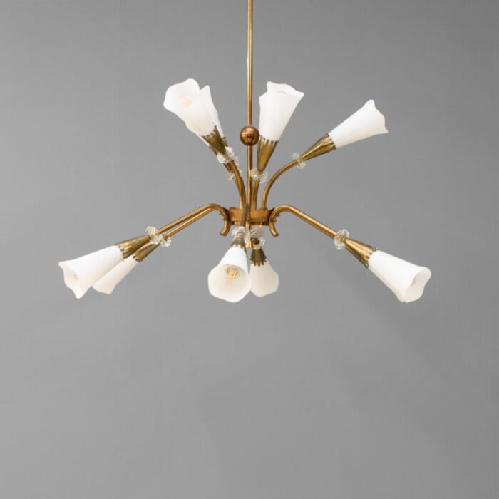 mid century chandelier in opaline glass 1960s 1559