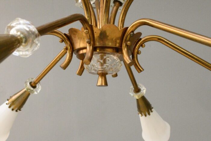 mid century chandelier in opaline glass 1960s 3731