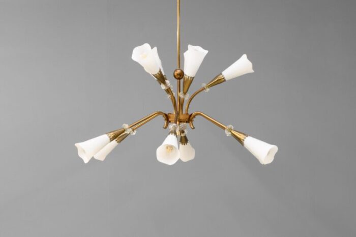 mid century chandelier in opaline glass 1960s 5098