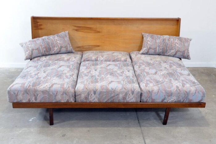 mid century czechoslovakian folding sofa in walnut 1950s 2532