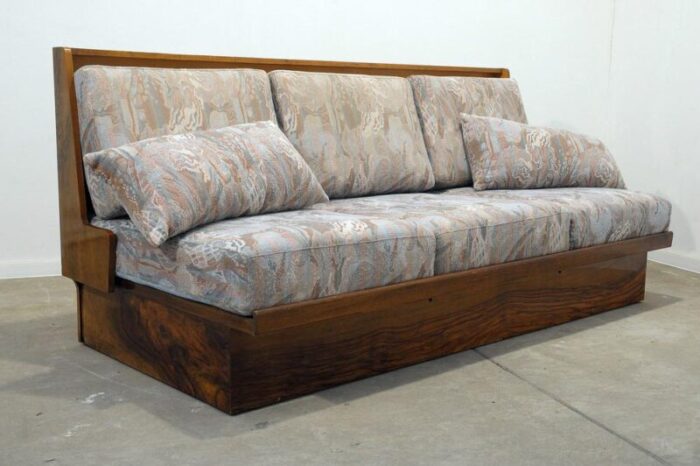 mid century czechoslovakian folding sofa in walnut 1950s 6243