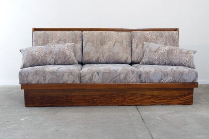 mid century czechoslovakian folding sofa in walnut 1950s 9504