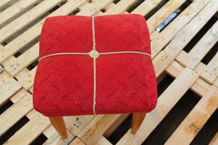 mid century czechoslovakian upholstered stool by uluv 1960s 6302