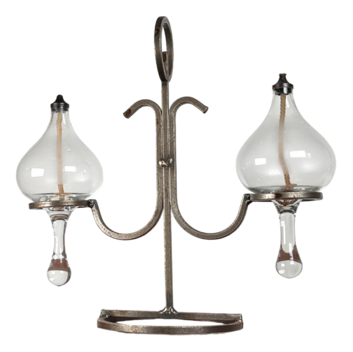 mid century danish wrought iron and glass oil table lamp 1960s 4035