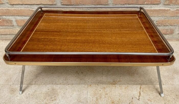 mid century french serving tray with folding metal legs 1960s 5