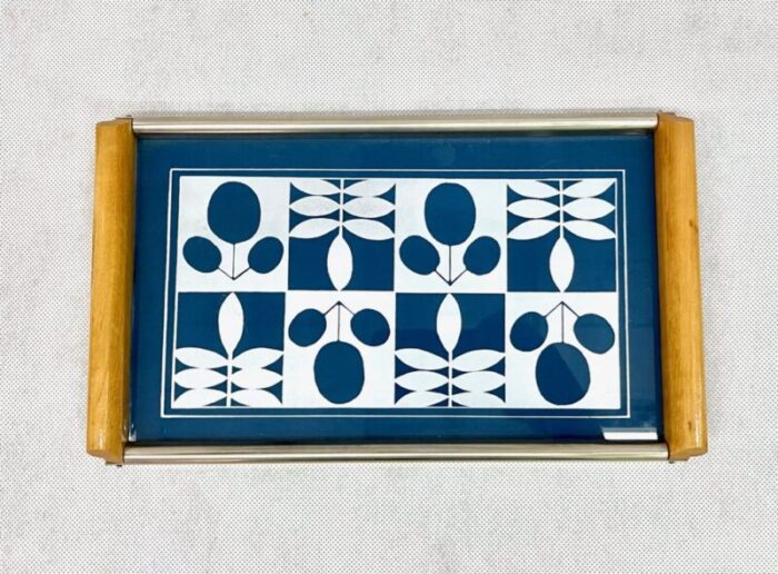 mid century geometric pattern tray 1960s set of 3 4