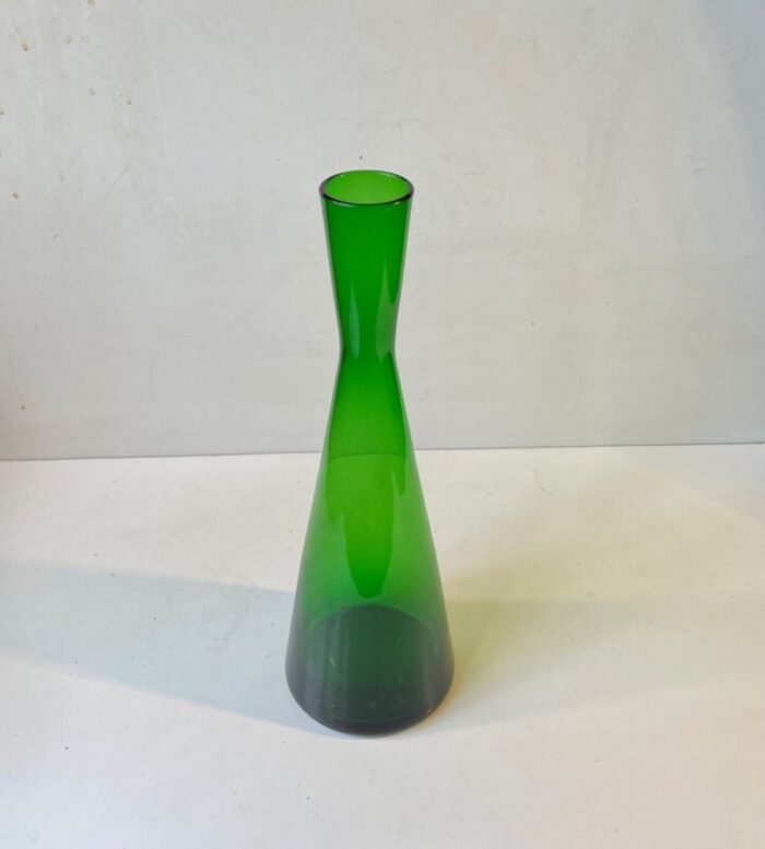 mid century green diablo glass vase by per luetken for holmegaard 1960s 3