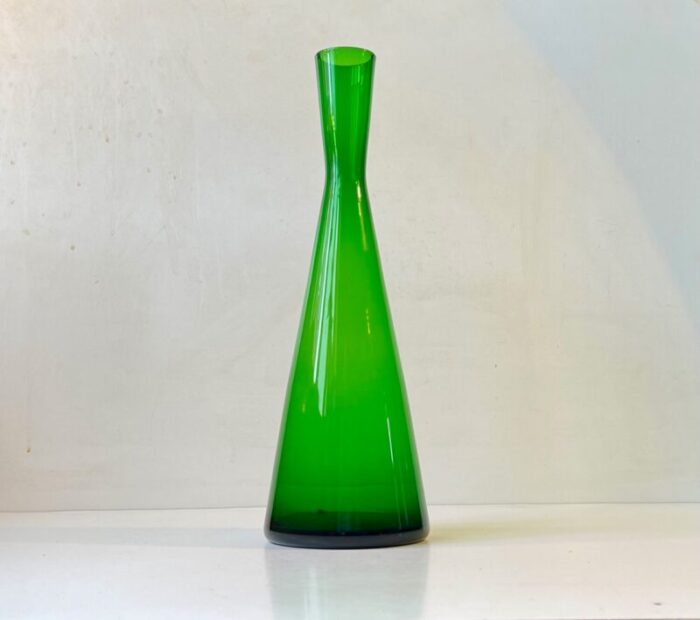 mid century green diablo glass vase by per luetken for holmegaard 1960s 7