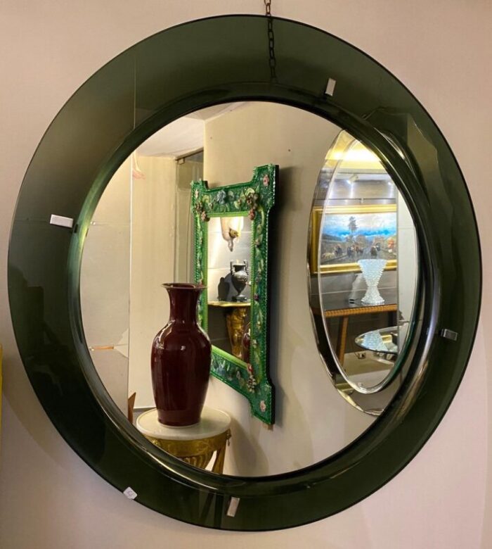 mid century green mirror attributed to max ingrand for fontana arte 1960s 2