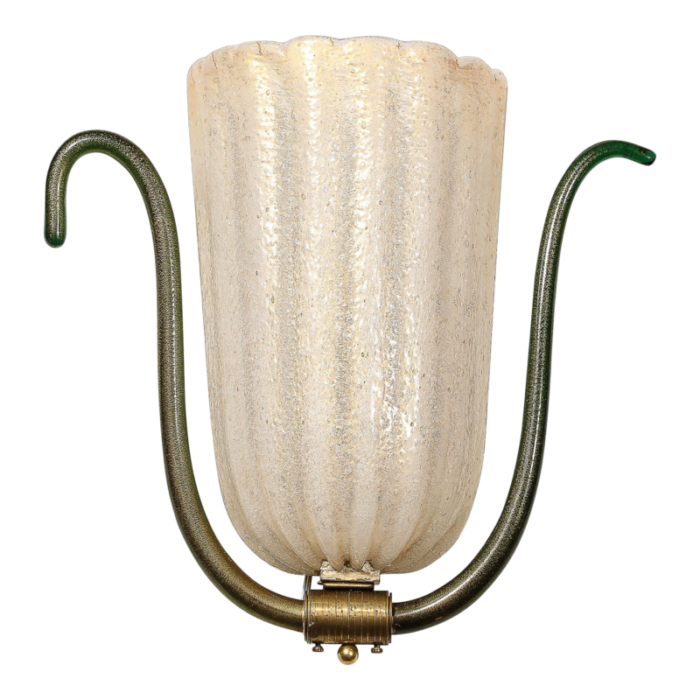 mid century hand blown murano glass sconce w 24k gold flecks by barovier y toso 2284