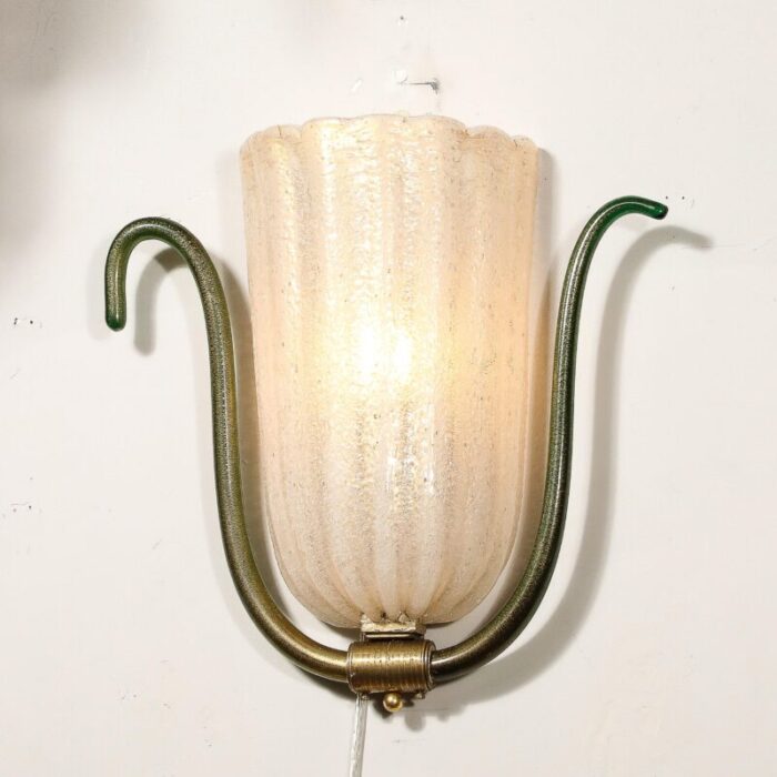 mid century hand blown murano glass sconce w 24k gold flecks by barovier y toso 2400