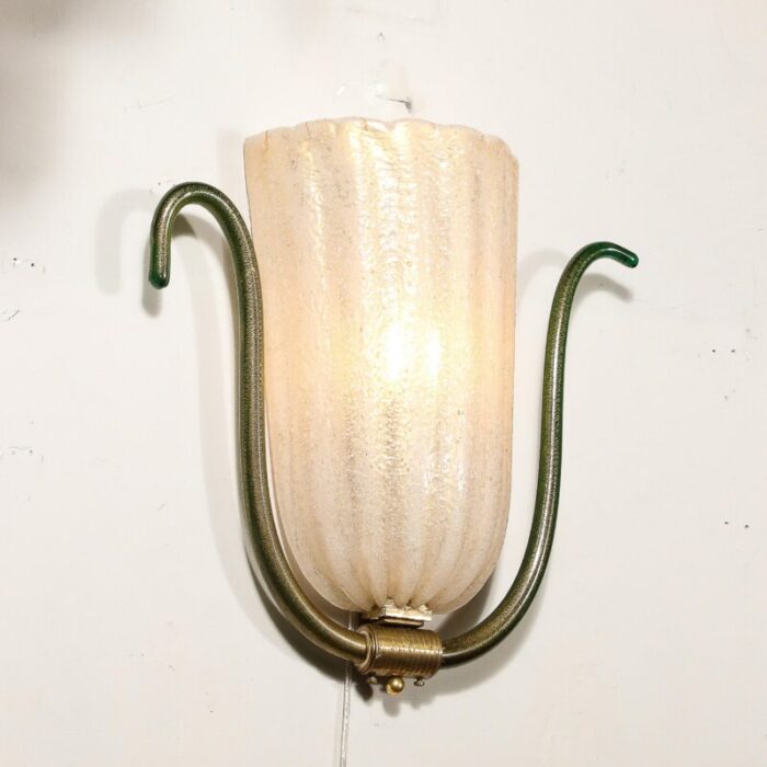 mid century hand blown murano glass sconce w 24k gold flecks by barovier y toso 4256