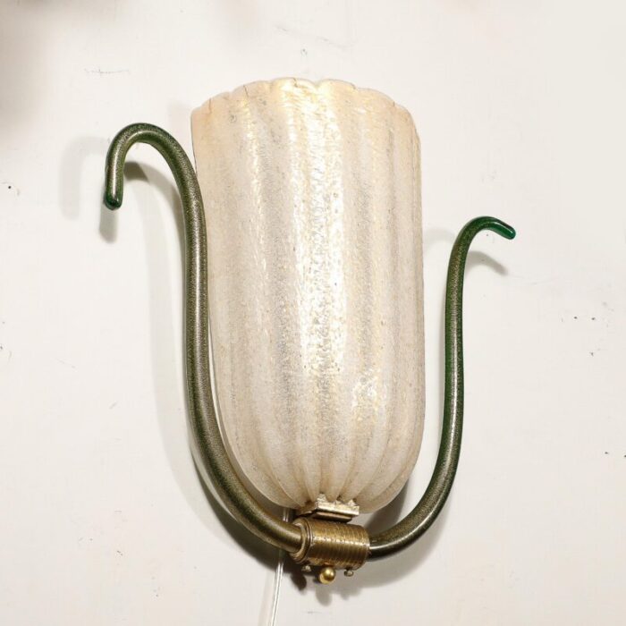 mid century hand blown murano glass sconce w 24k gold flecks by barovier y toso 4376