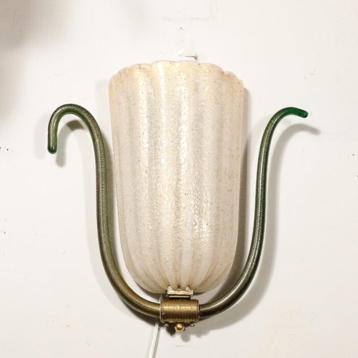 mid century hand blown murano glass sconce w 24k gold flecks by barovier y toso 7617