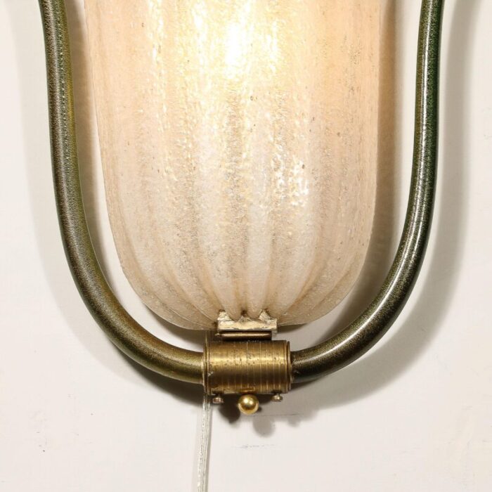 mid century hand blown murano glass sconce w 24k gold flecks by barovier y toso 9277