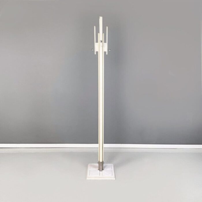 mid century italian white wood metal coat stand attributed to carlo de carli for fiam 1960s 2