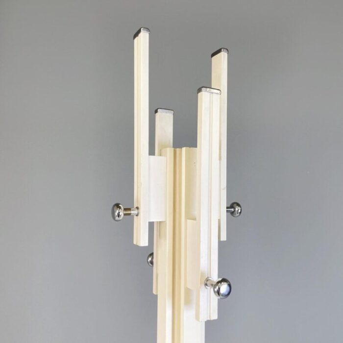 mid century italian white wood metal coat stand attributed to carlo de carli for fiam 1960s 4