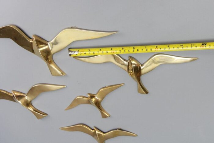 mid century modern brass bird wall mounted figures 1970s set of 5 12