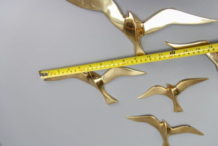 mid century modern brass bird wall mounted figures 1970s set of 5 13