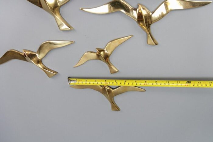 mid century modern brass bird wall mounted figures 1970s set of 5 14