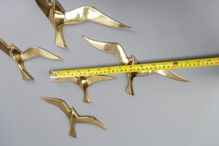 mid century modern brass bird wall mounted figures 1970s set of 5 15