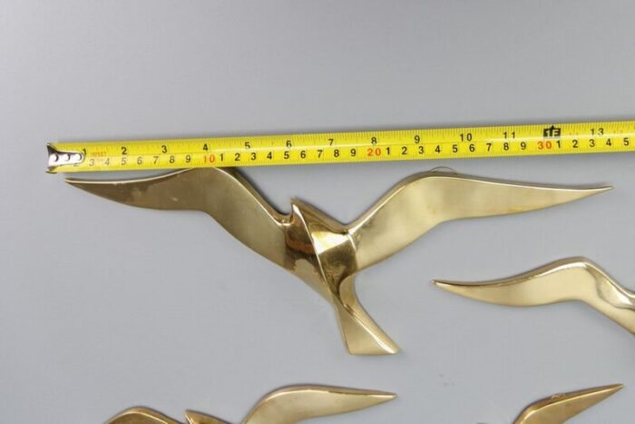 mid century modern brass bird wall mounted figures 1970s set of 5 16