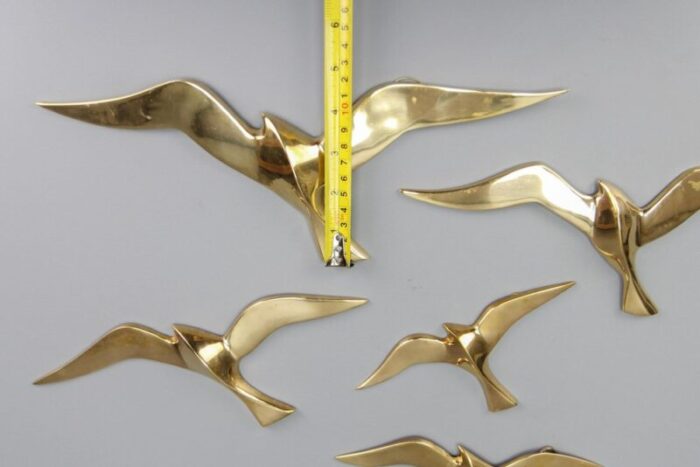 mid century modern brass bird wall mounted figures 1970s set of 5 17