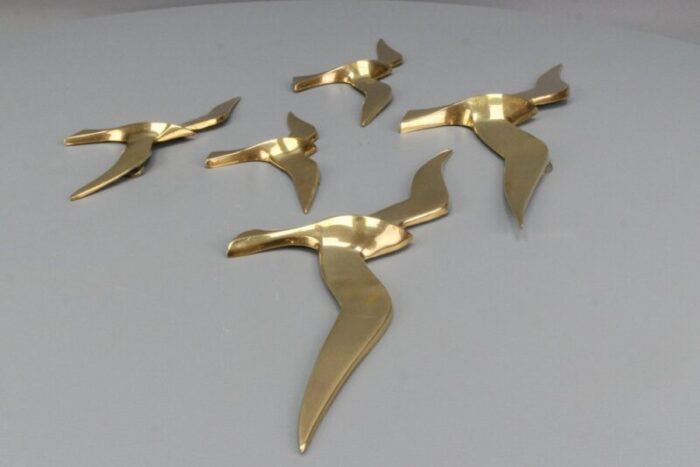 mid century modern brass bird wall mounted figures 1970s set of 5 2