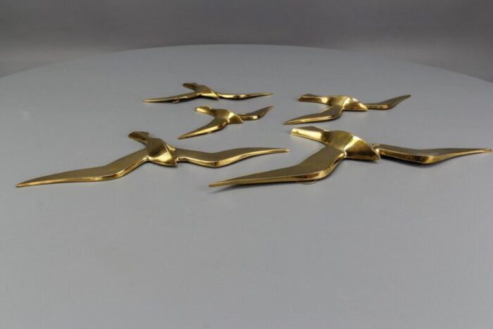 mid century modern brass bird wall mounted figures 1970s set of 5 3