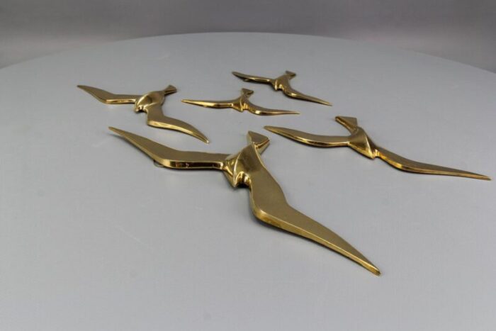 mid century modern brass bird wall mounted figures 1970s set of 5 4